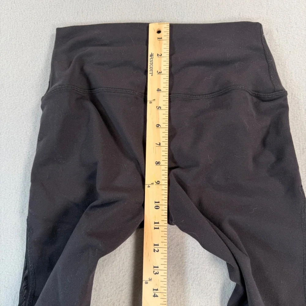 Alo Yoga Coast Mesh Inset Crop Leggings Black High Waist Athletic Pants